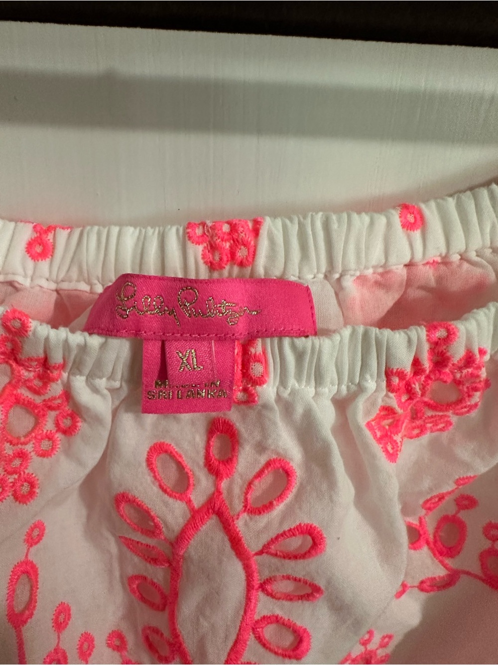 Lilly Pulitzer Laurenne White Off-Shoulder Blouse with Coral Embroidery - Picture 3 of 3